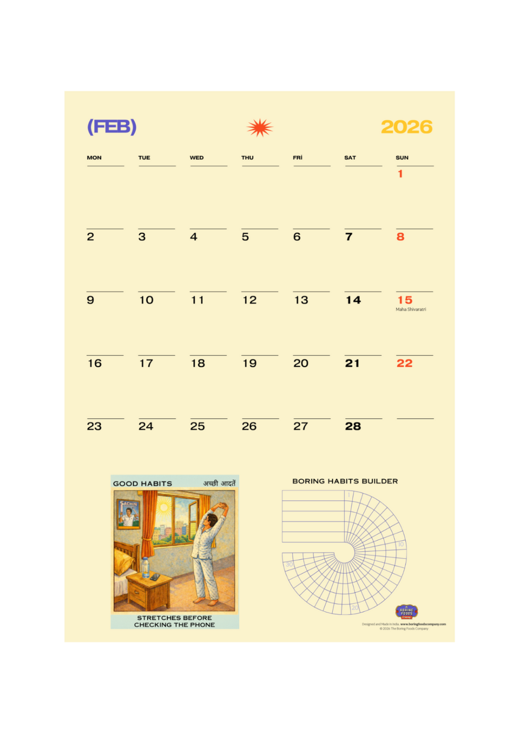 The Boring Habits Calendar 2026
