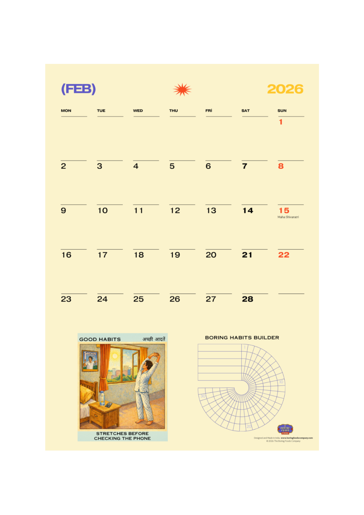 The Boring Habits Calendar 2026
